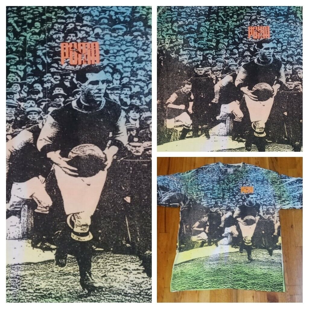 vintage single stitch Puma Rugby Football t shirt XL all over print soccer rare