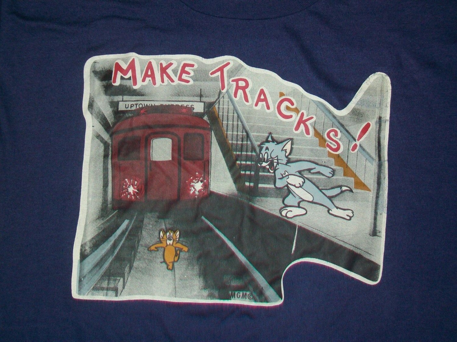 vintage single stitch Tom Jerry New York Subway MGM cartoon promo t shirt 50/50