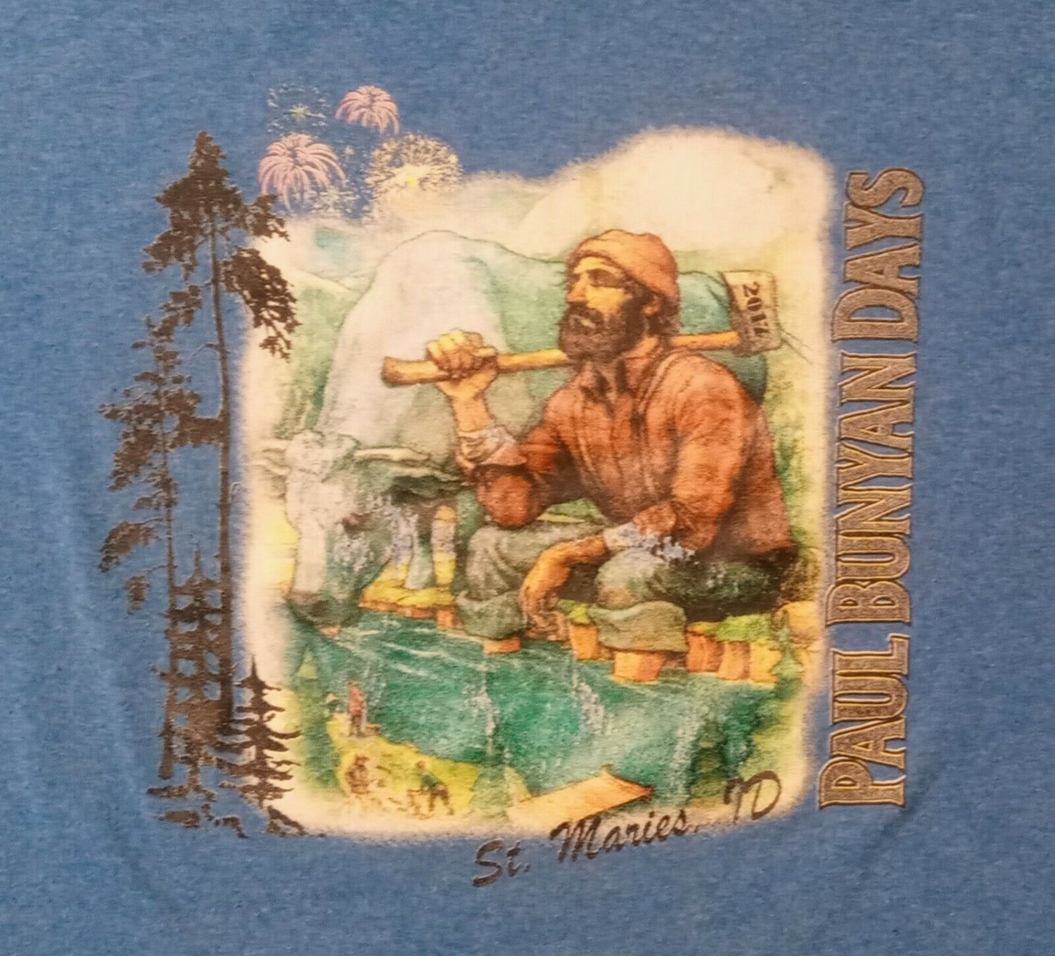 Paul Bunyan Days Blue Ox Topless Bar Idaho Souvenir t shirt L 50/50 hipster