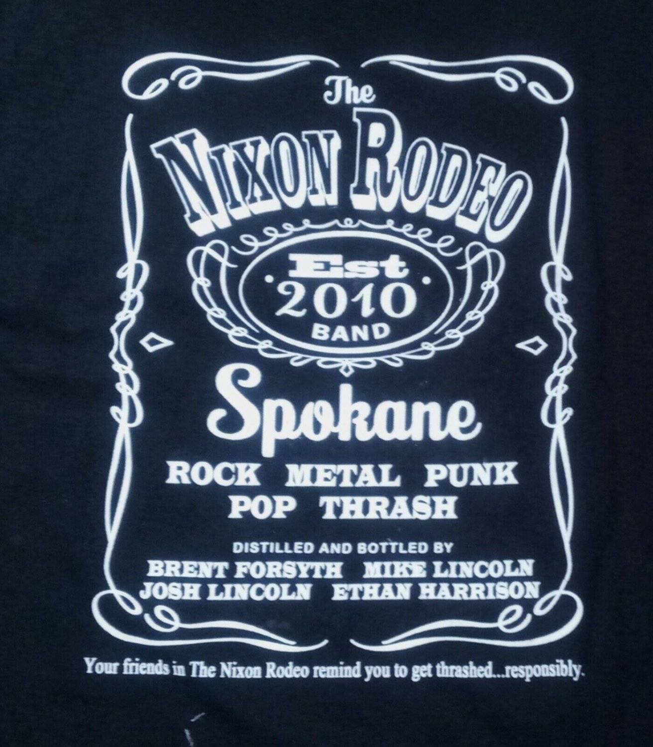 rare Nixon Rodeo Jack Daniels Logo Concert t shirt L punk Metal thrash rock