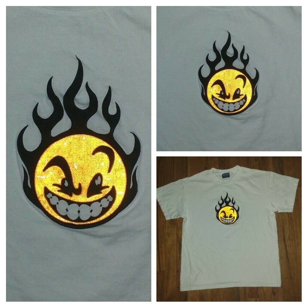 vintage skateboard Sideout Flaming Head Logo t shirt M skate beach surfboard