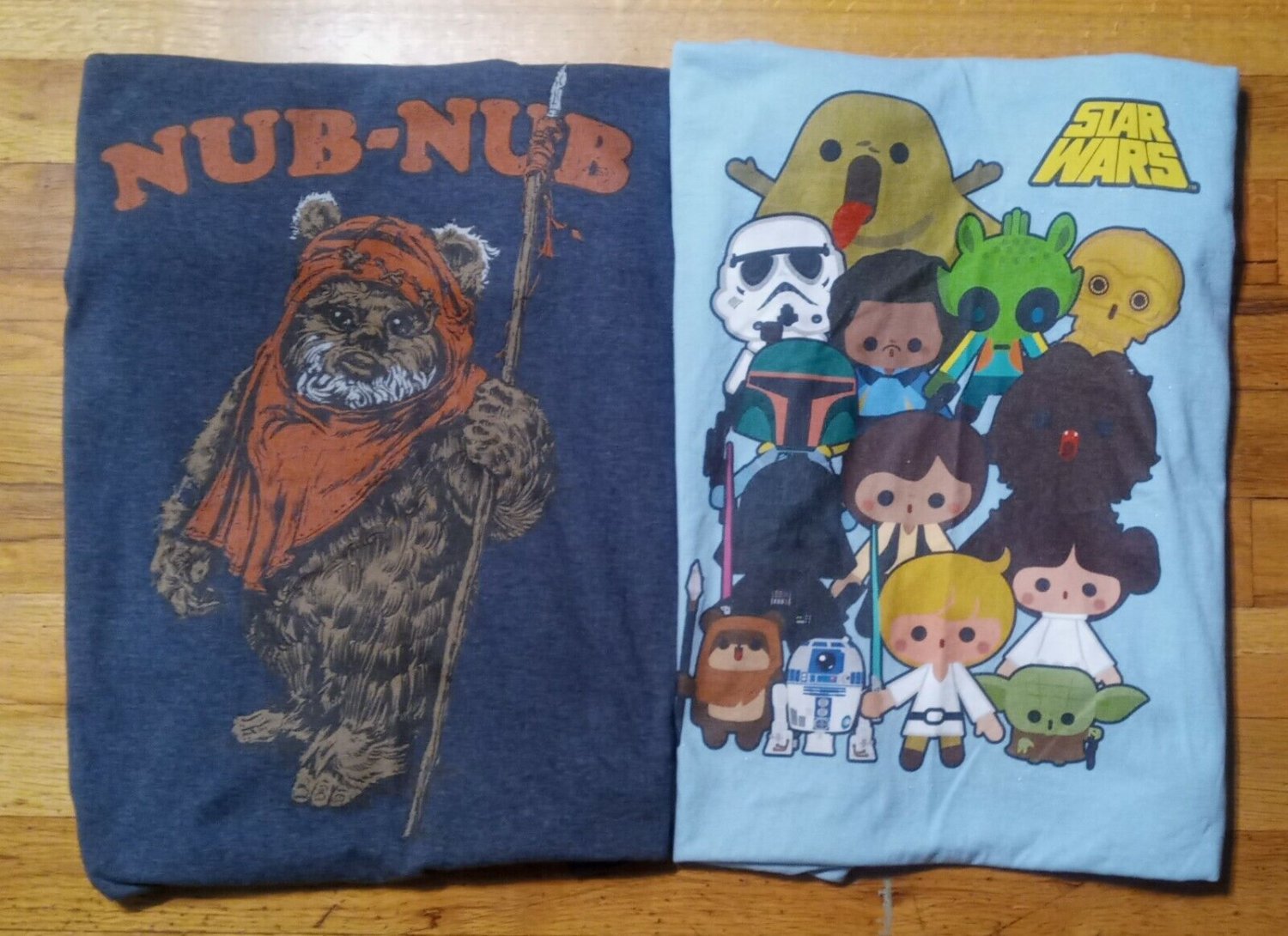 Star Wars Kawaii Ewok 2 t shirt lot M Luke Skywalker anime cartoon Darth Vader
