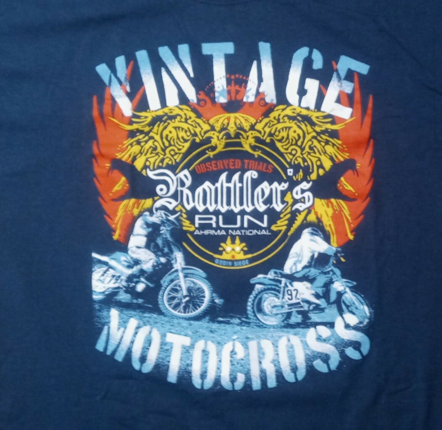 vintage Motorcycle Legend Race Trials Rattlers Run AHRMA t shirt NEW motocross