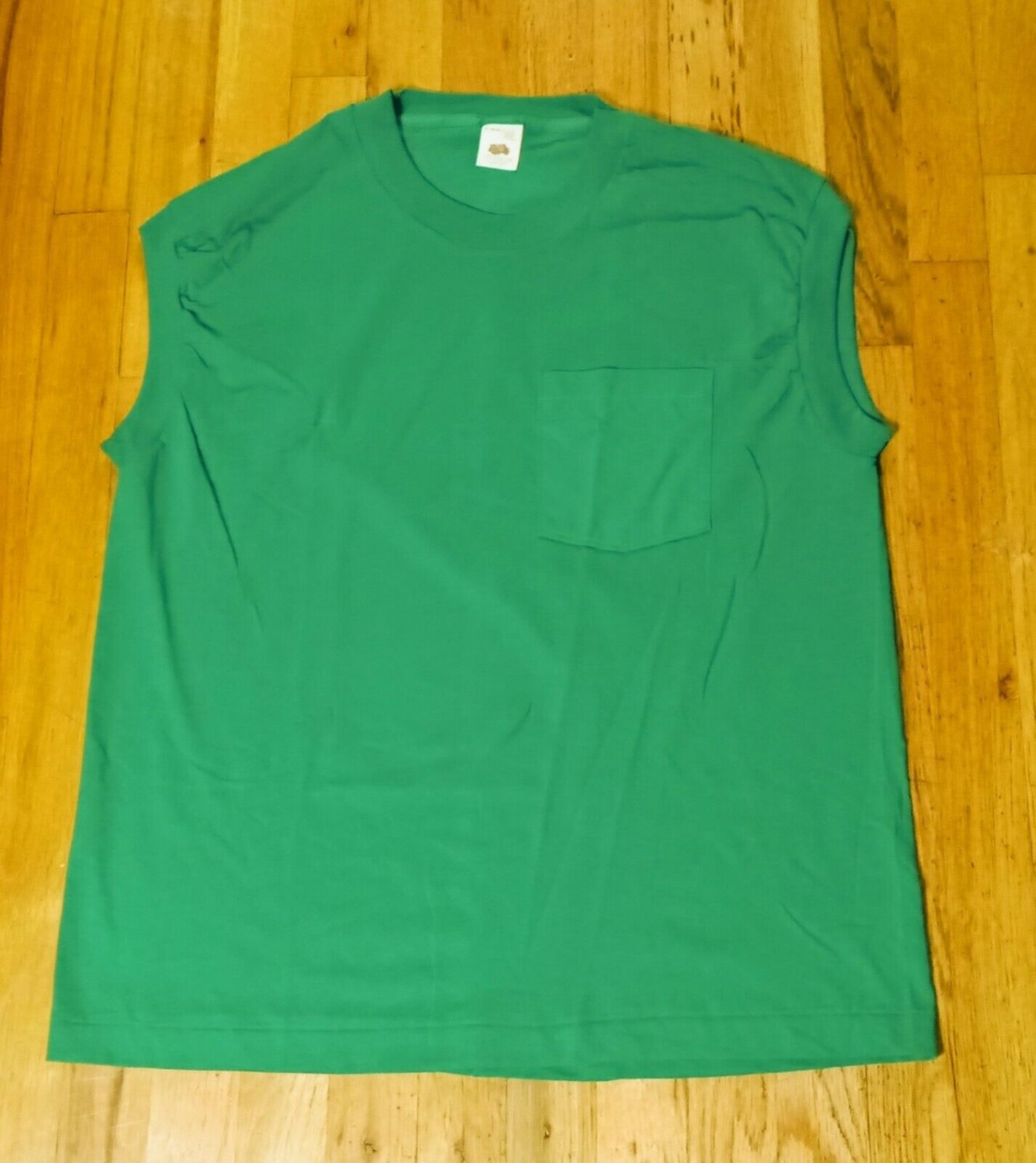 vintage single stitch front pocket muscle t shirt XL 50/50 tank top sleeveless