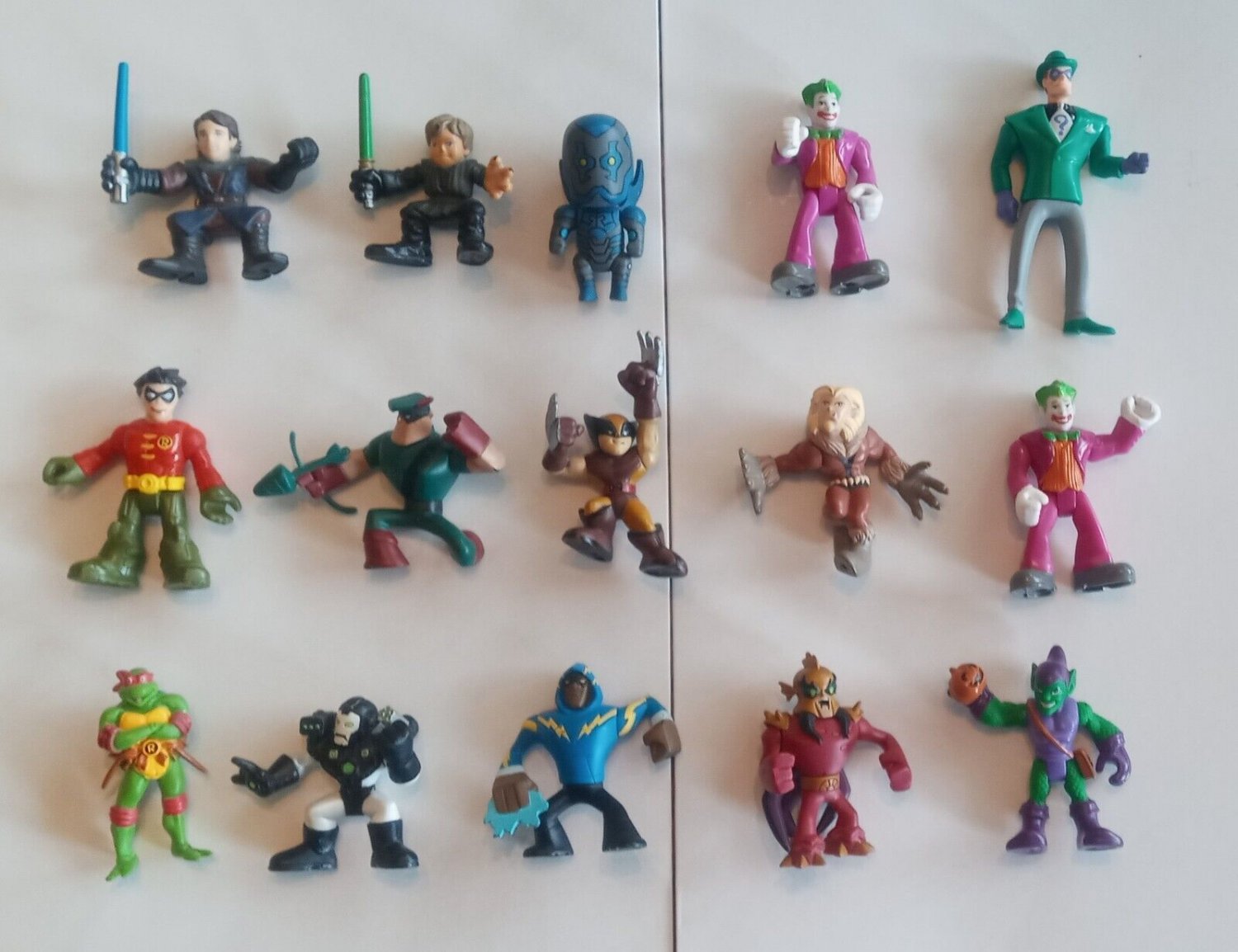 Star Wars DC Comics Marvel Mixed Lot 15 wolverine joker Luke TMNT Robin figure