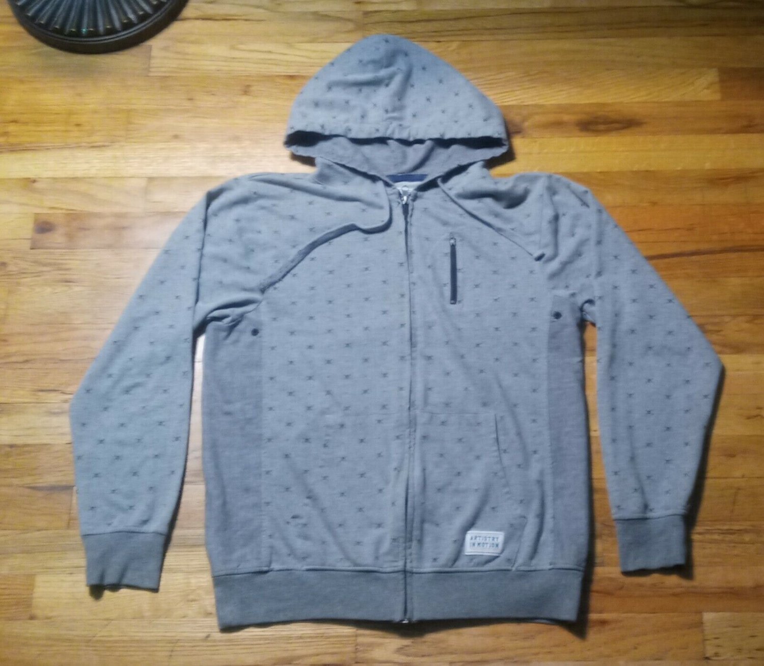 Vintage Mini Skull Crossbones All Over Print Hoodie M goth metal rock motorcycle