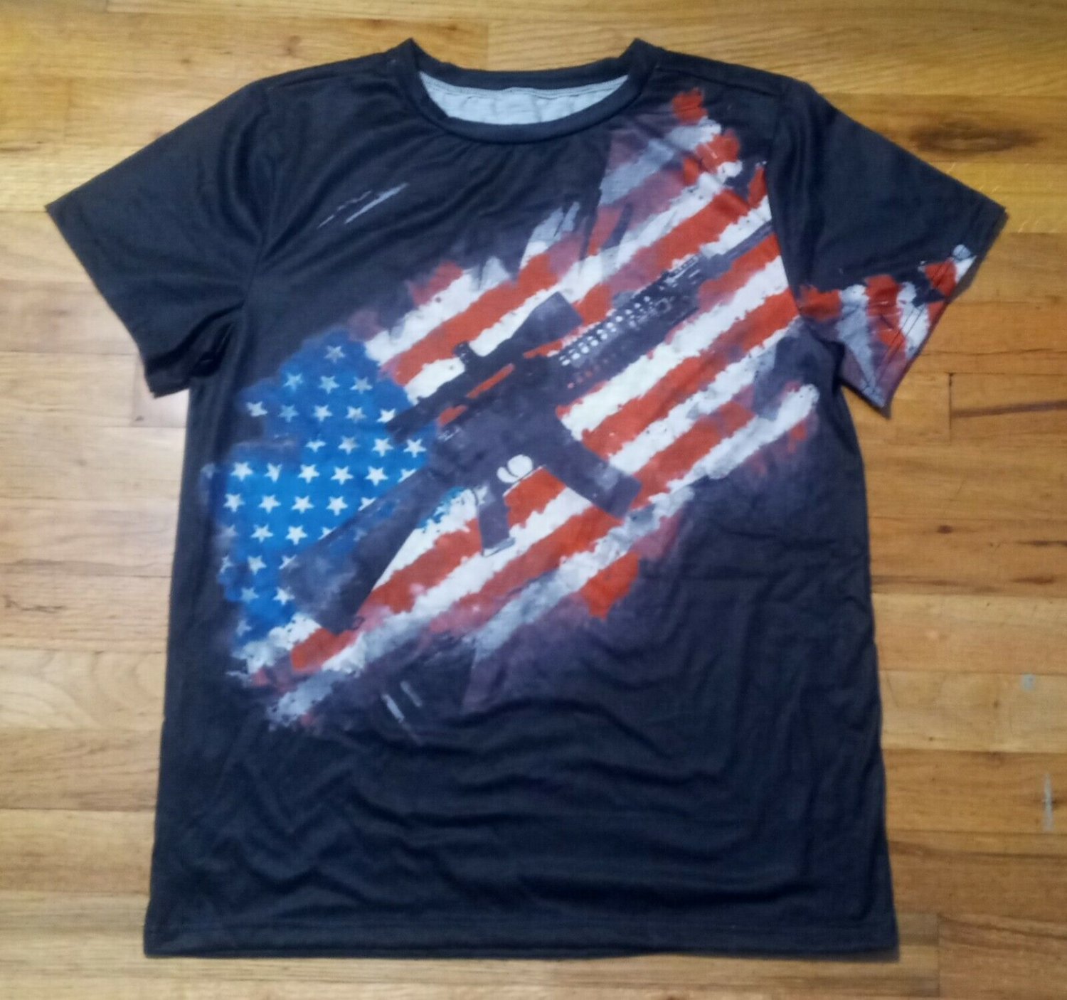 American Flag M16 Rifle 2nd Amendment t shirt L Texas