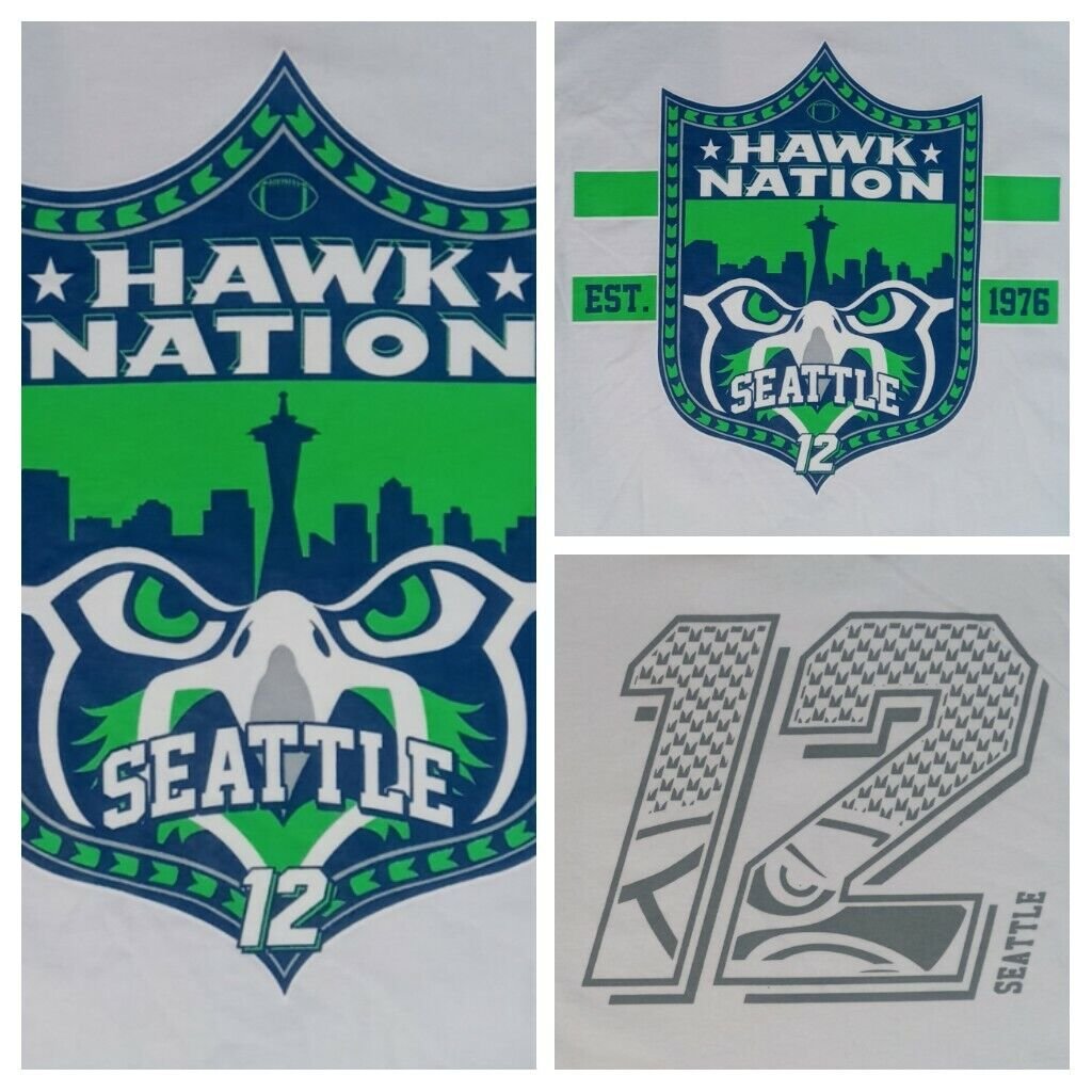 Seattle Seahawks Hawk Nation 12th Fan t shirt XL Geno Smith DK Metcalf