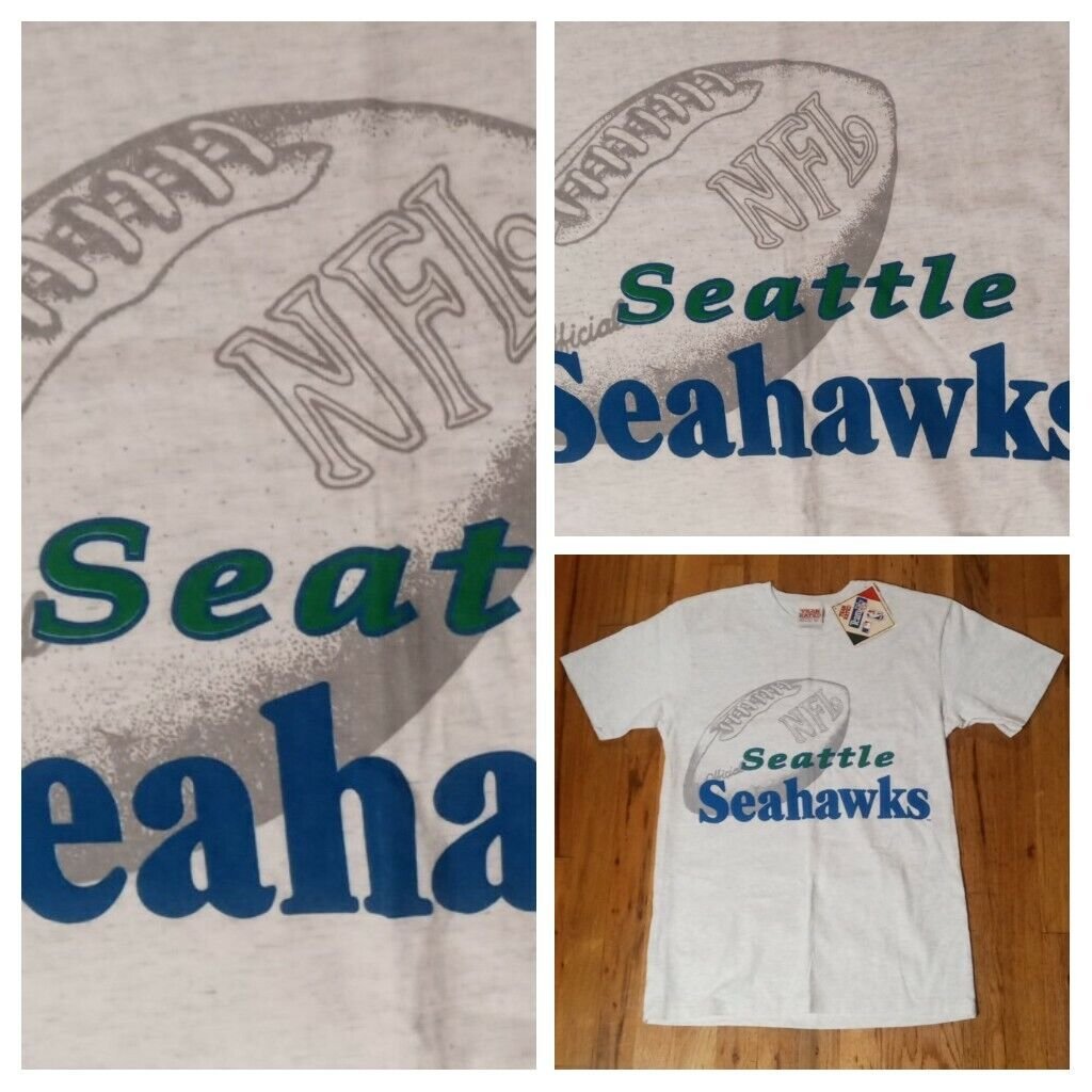 vintage 80s single stitch Seattle Seahawks deadstock t shirt M NEW Steve largent