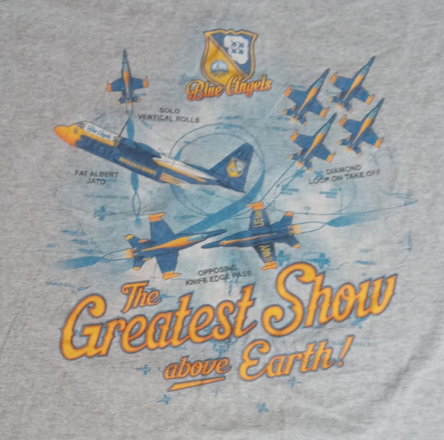 Blue Angels Greatest Show on Earth t-shirt 2XL USAF air force Navy military
