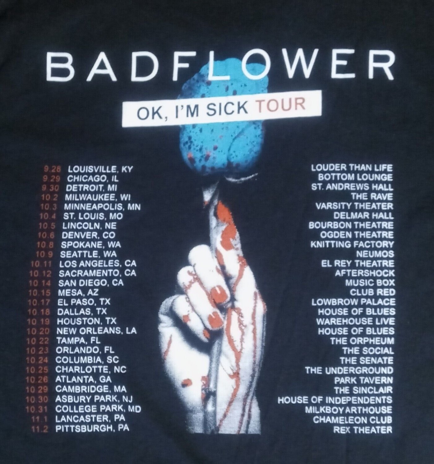 Badflower I'm Sick Tour Concert t-shirt hard guitar rock punk post-grunge
