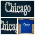 vintage single stitch Chicago Souvenir silver ink blue t shirt L bears cubs