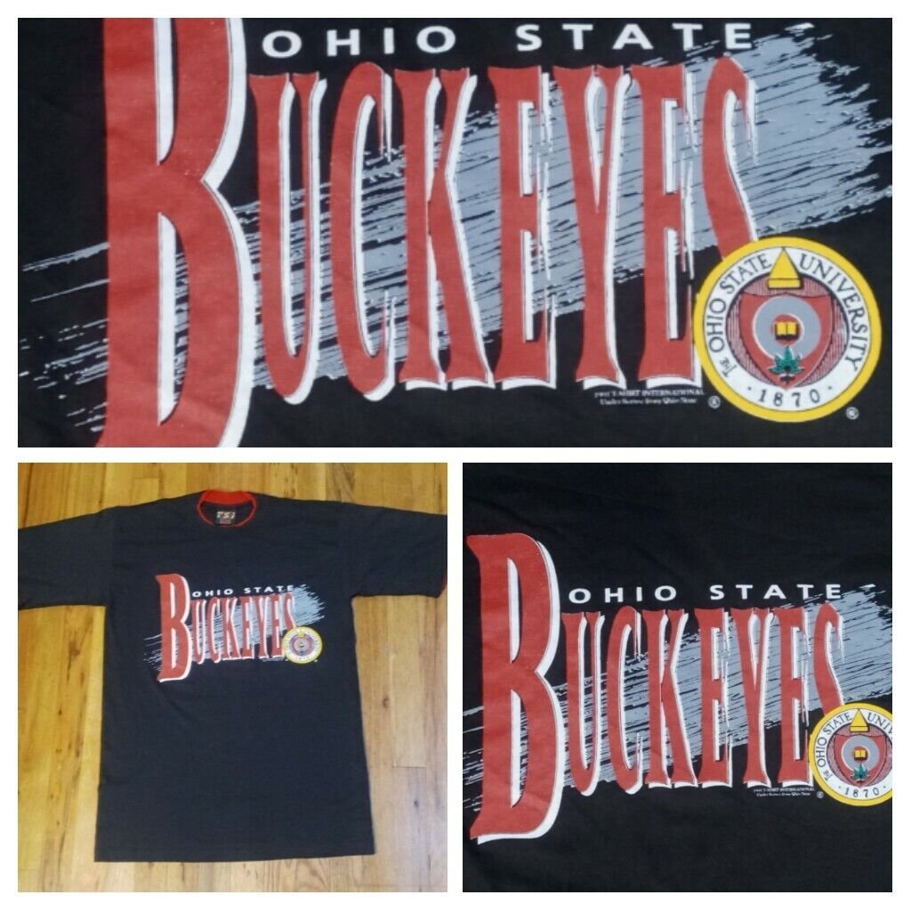 vintage Ohio State Buckeyes College Football t-shirt red ringers excellent