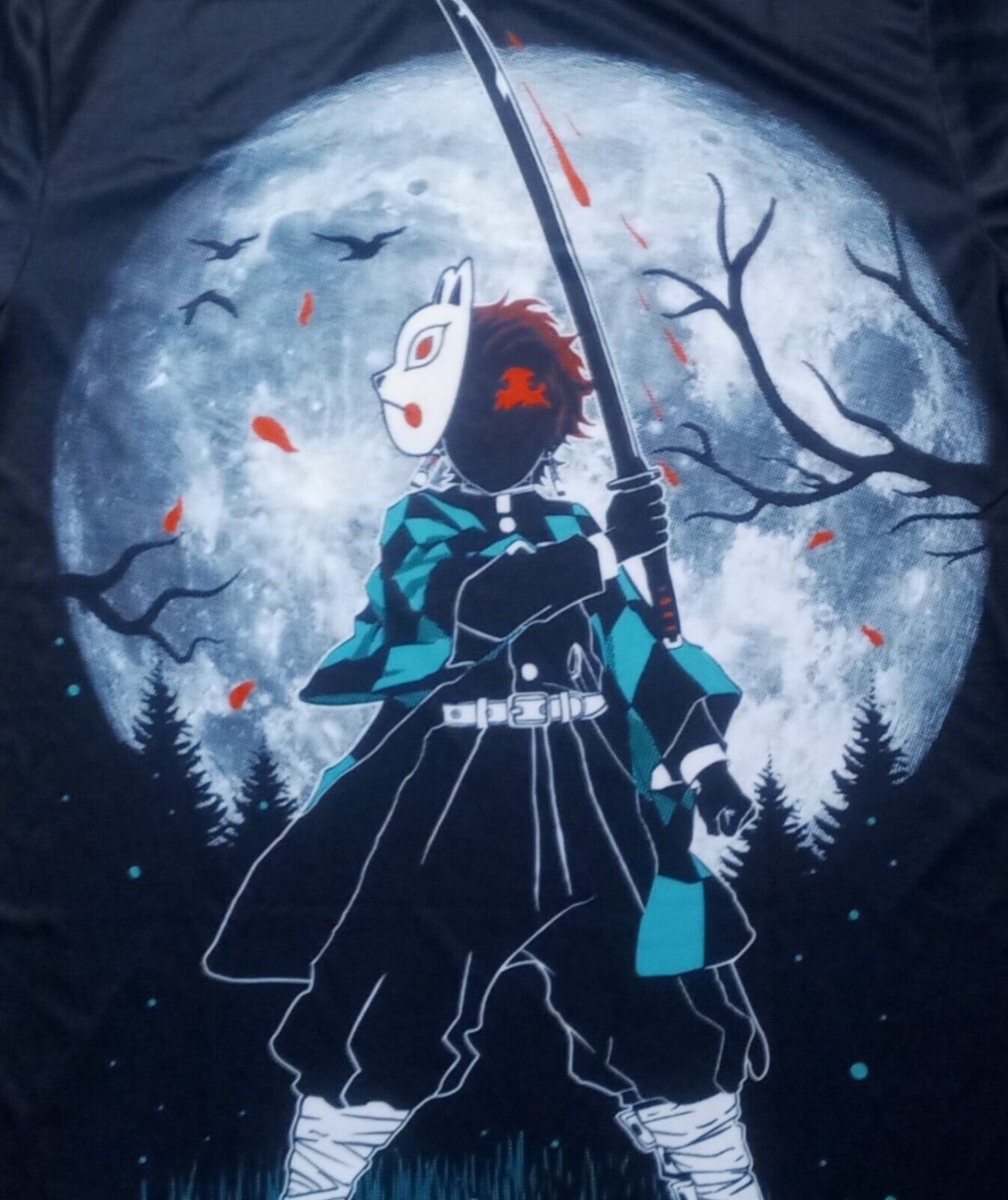 Tanjiro Demon Slayer t-shirt Full Moon Silhouette anime cartoon Japanese