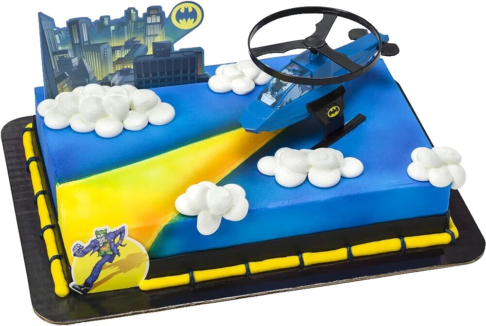 DC Comics Batman Helicopter Joker Cake Topper with background New in package
