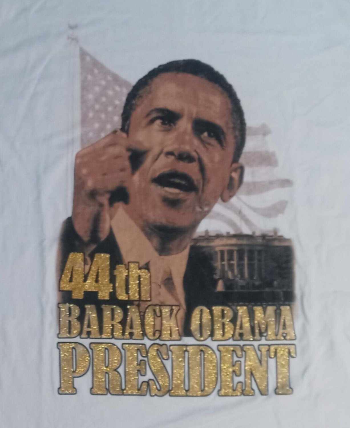 vintage Obama 44th President Gold Ink t shirt oversize street hip hop rap