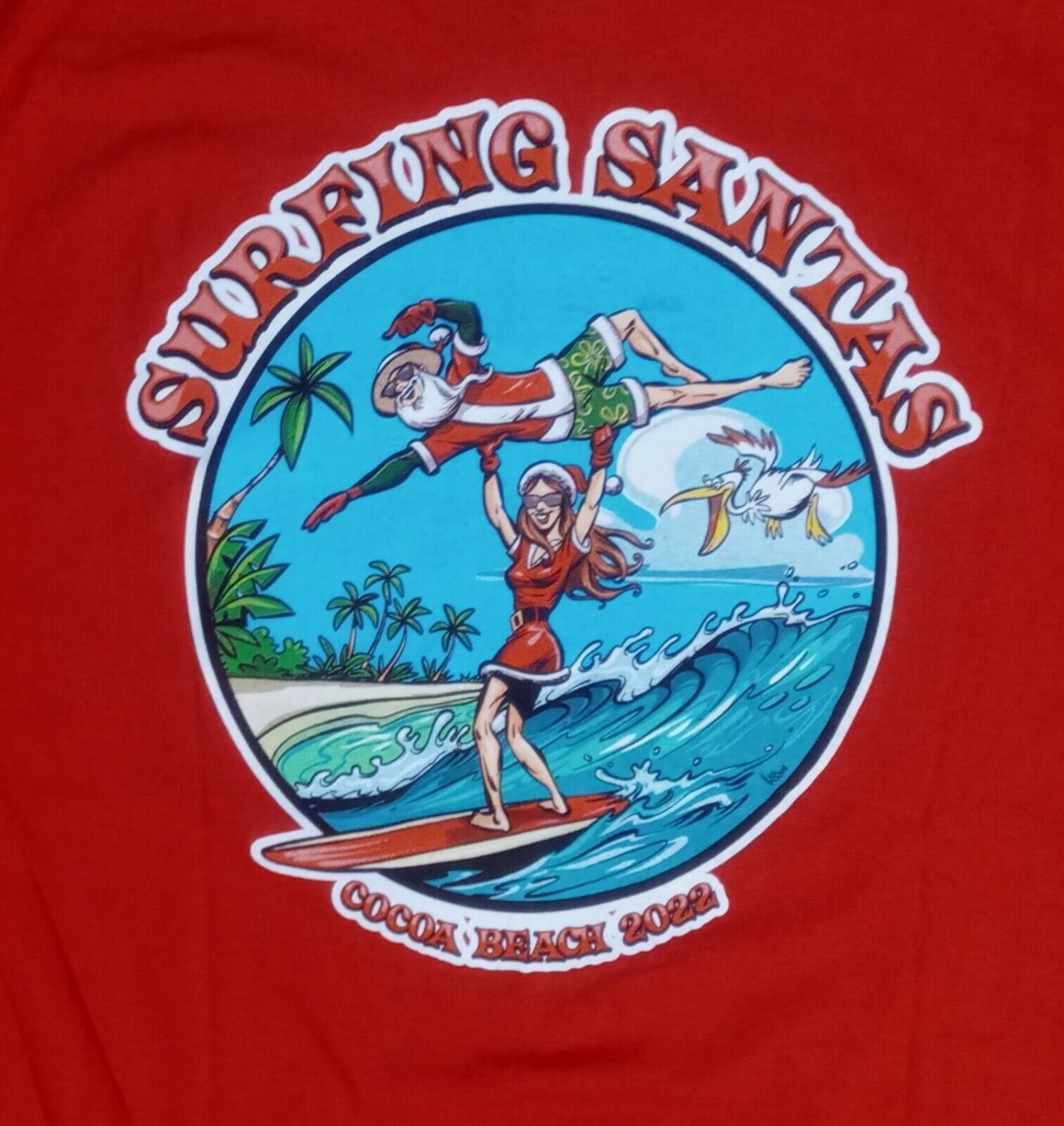 Ron Jon Cocoa Beach Surfing Santa Claus t-shirt NEW nwt Christmas surf surfboard