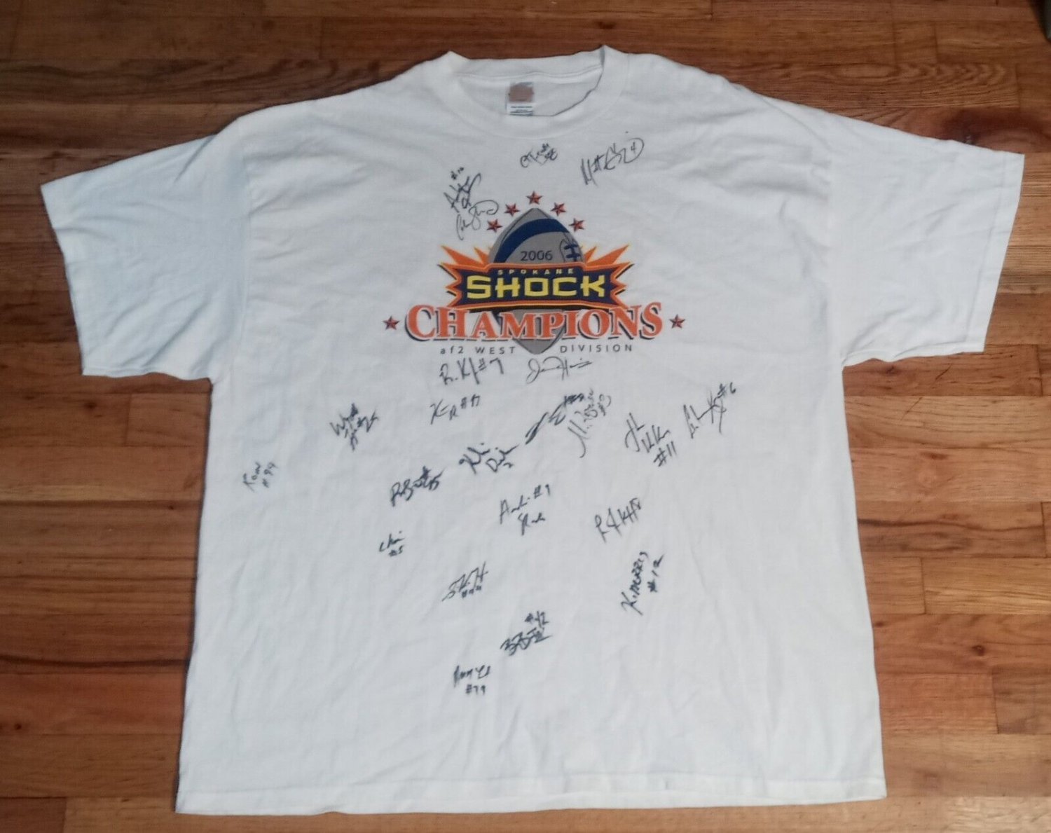 Spokane Shock Team Autographed t-shirt NEW AF2 West Division Champions