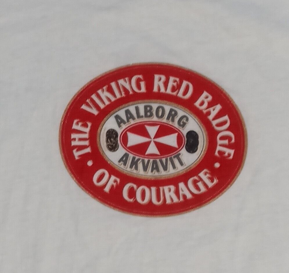 Viking Denmark alcohol t-shirt NEW AALBORG AKVAVIT Red badge of courage
