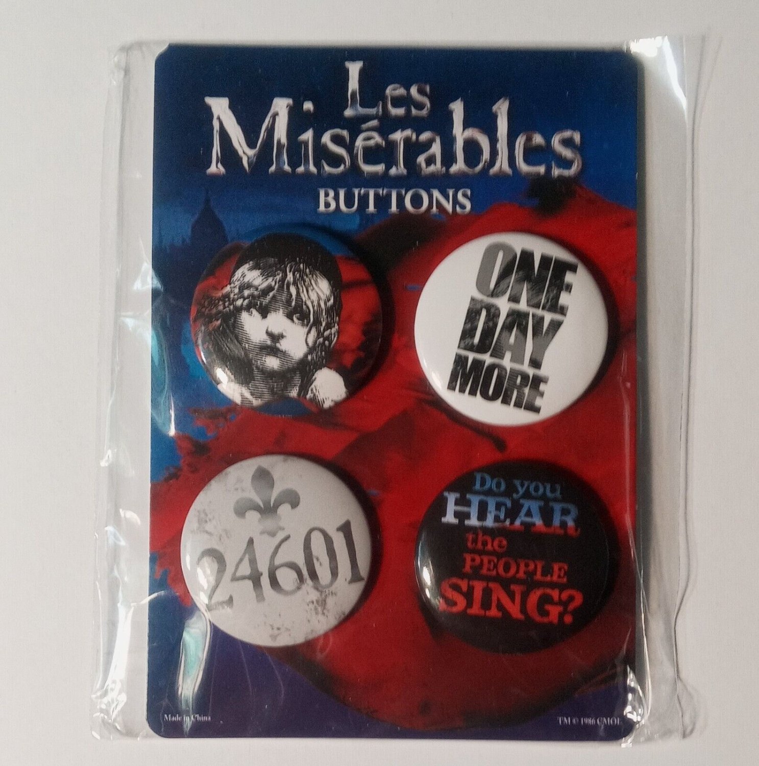 Les Miserables 4 button set New in Package