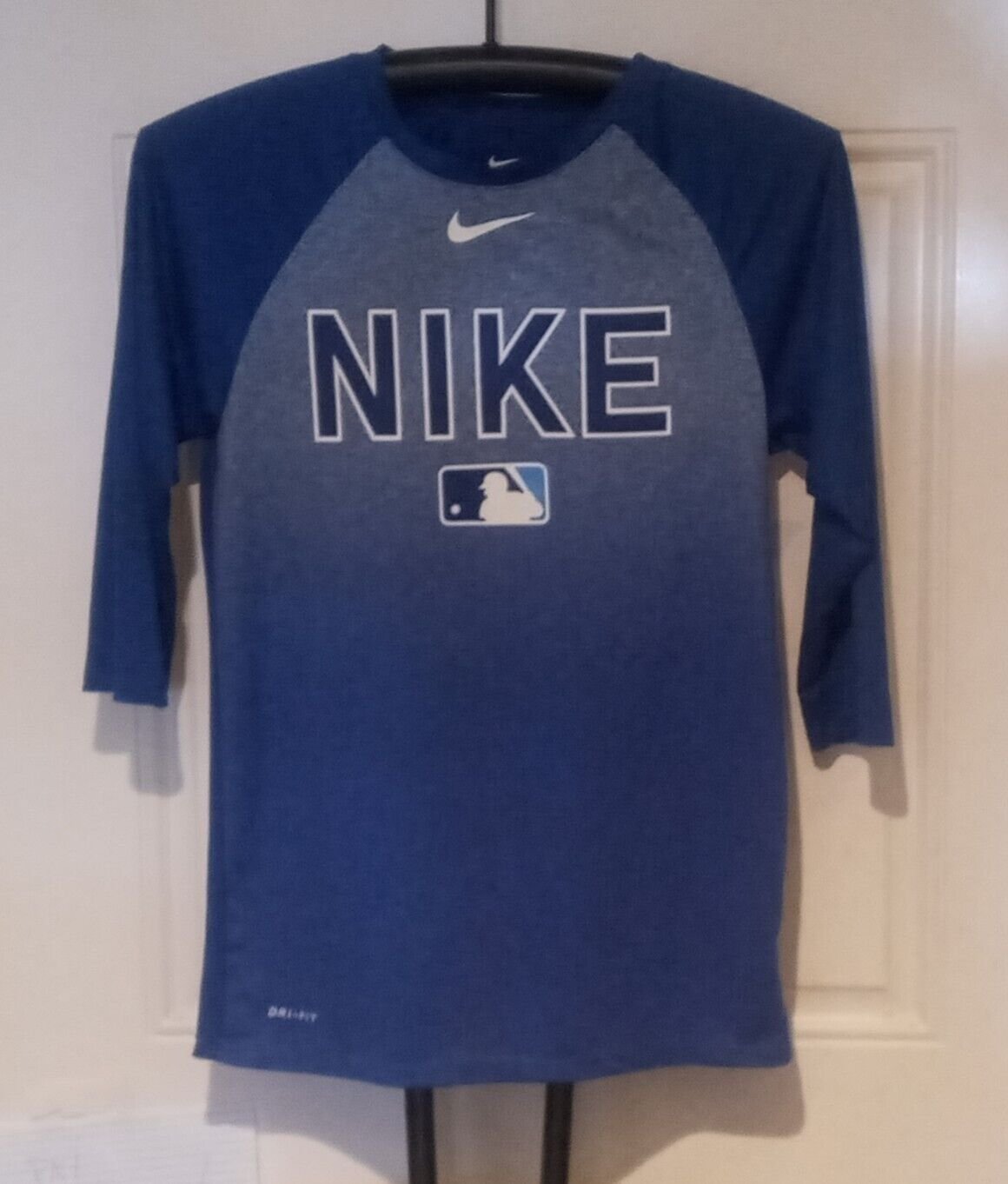 Nike Baseball Raglan Los Angeles Dodgers blue fade shirt dri-fit athletic cut