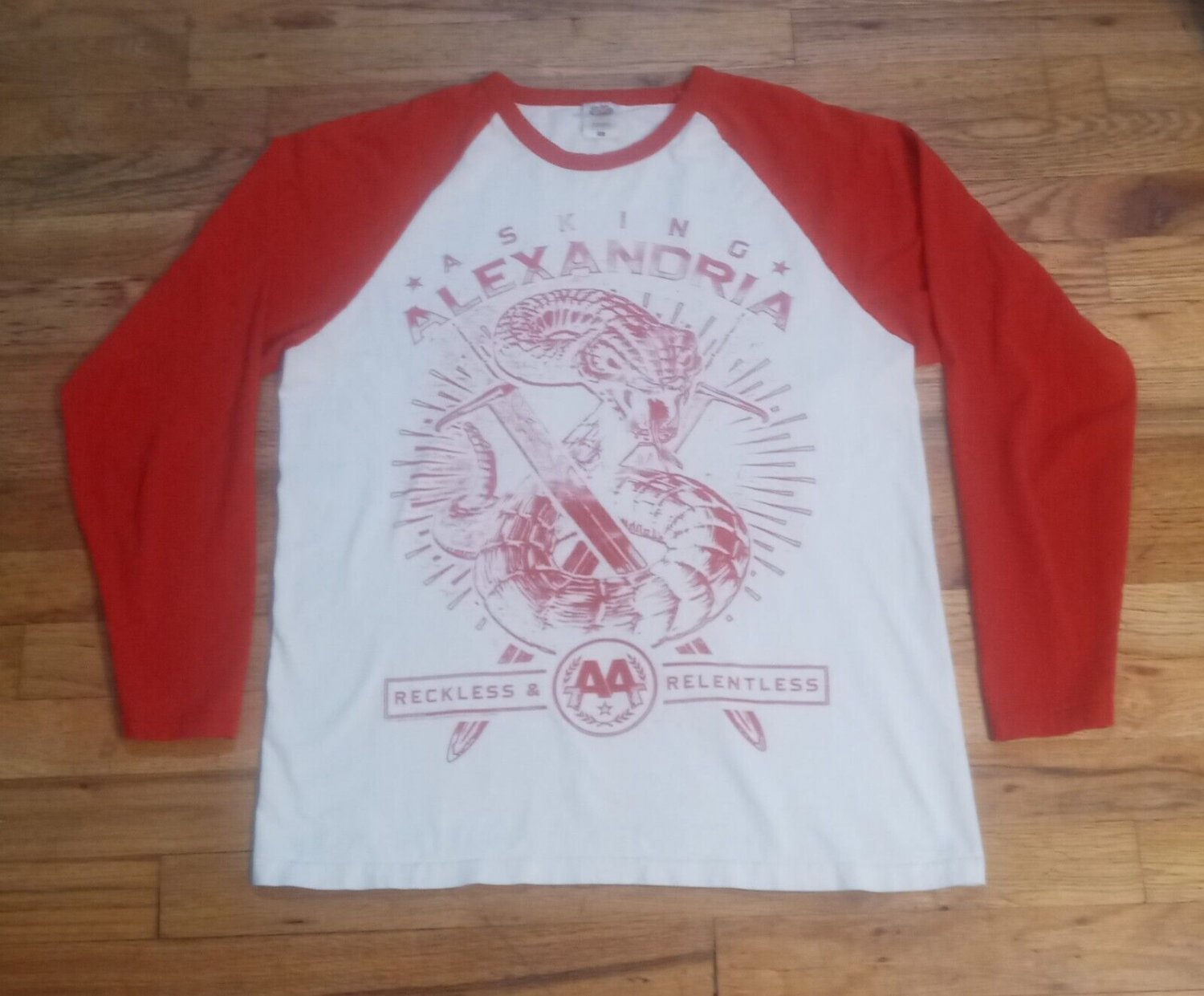 Asking Alexandria Raglan concert t-shirt hard guitar rock