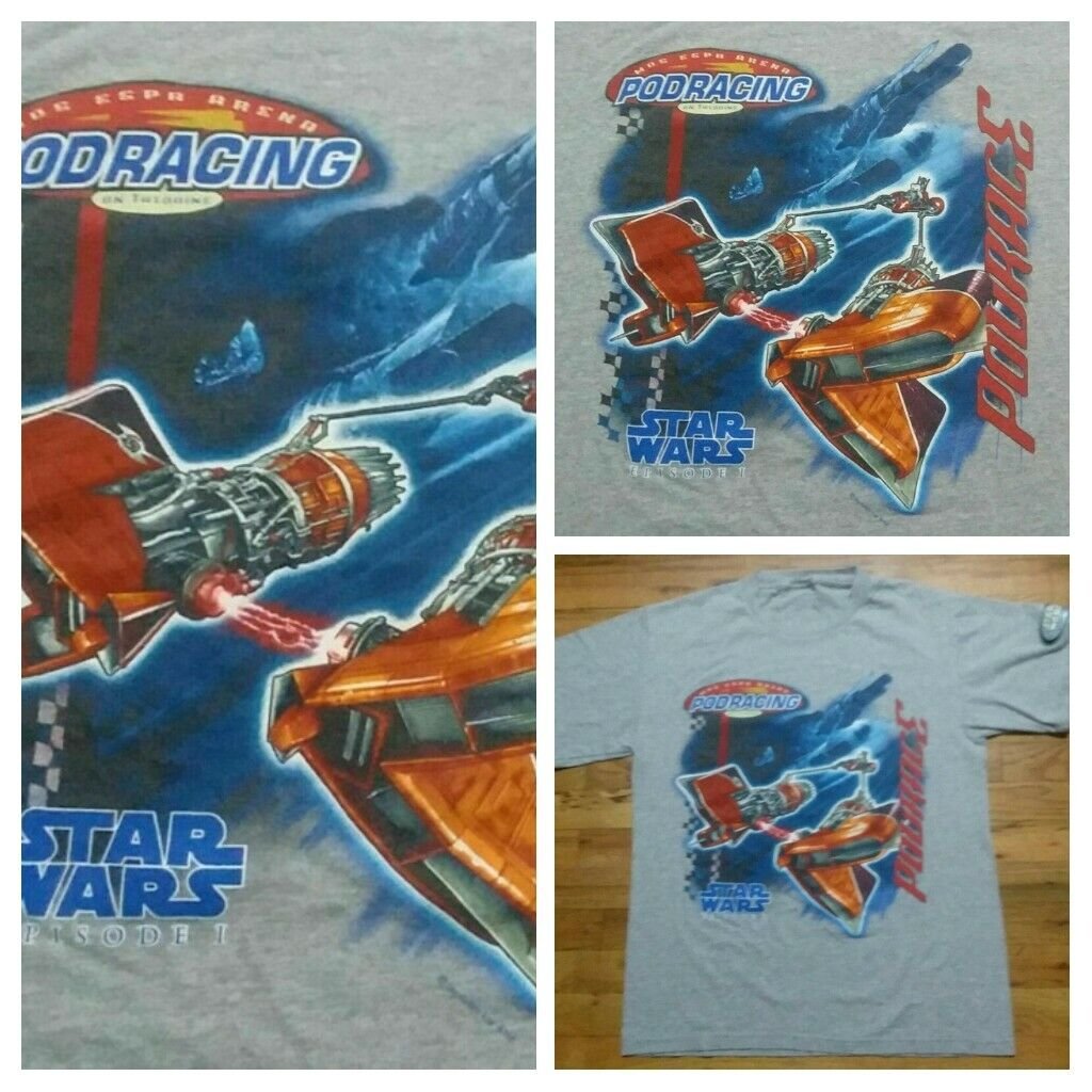 vintage Star Wars Pod Racing Episode One t shirt L darth vader luke skywalker