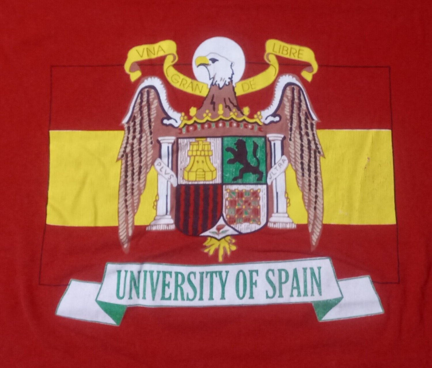 Vintage single stitch University Spain t shirt XL college crest rare Europe