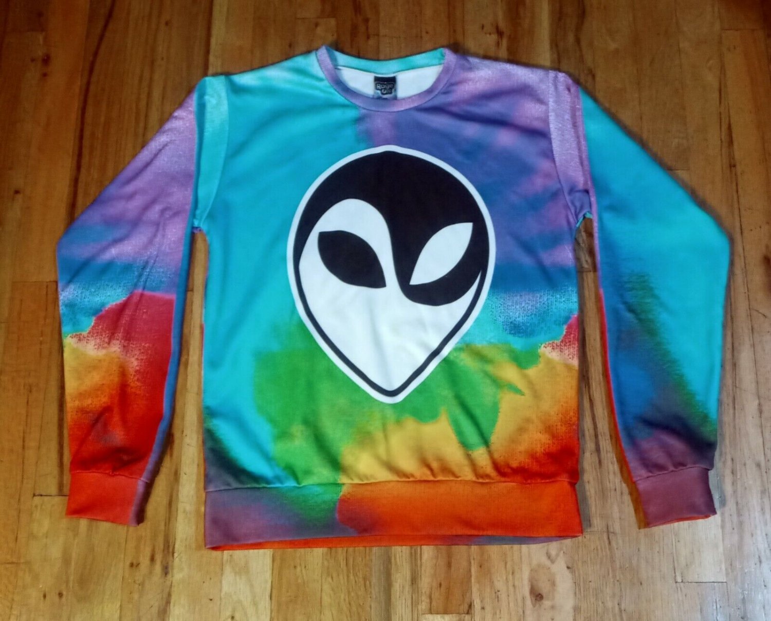 Alien Ying Yang Psychedelic Tie Dye Sweatshirt shirt M UFO hippie peace