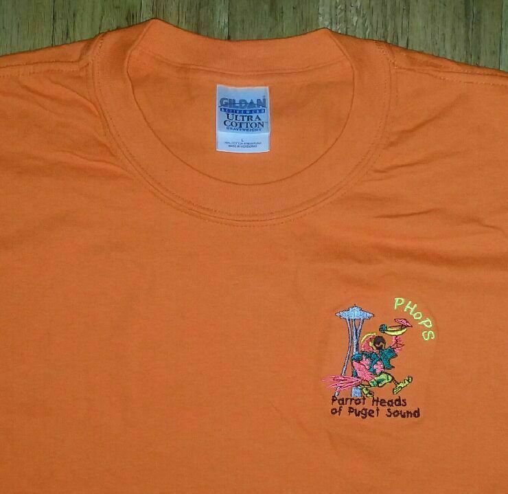 vintage embroidered Jimmy Buffett Fan Club t-shirt Seattle Parrot Heads guitar