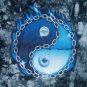 Ying yang flaming blue chain tie dye t-shirt NEW nwot