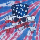 Uncle Sam skull crossbones tie dye t shirt L America 4th of July red white blue
