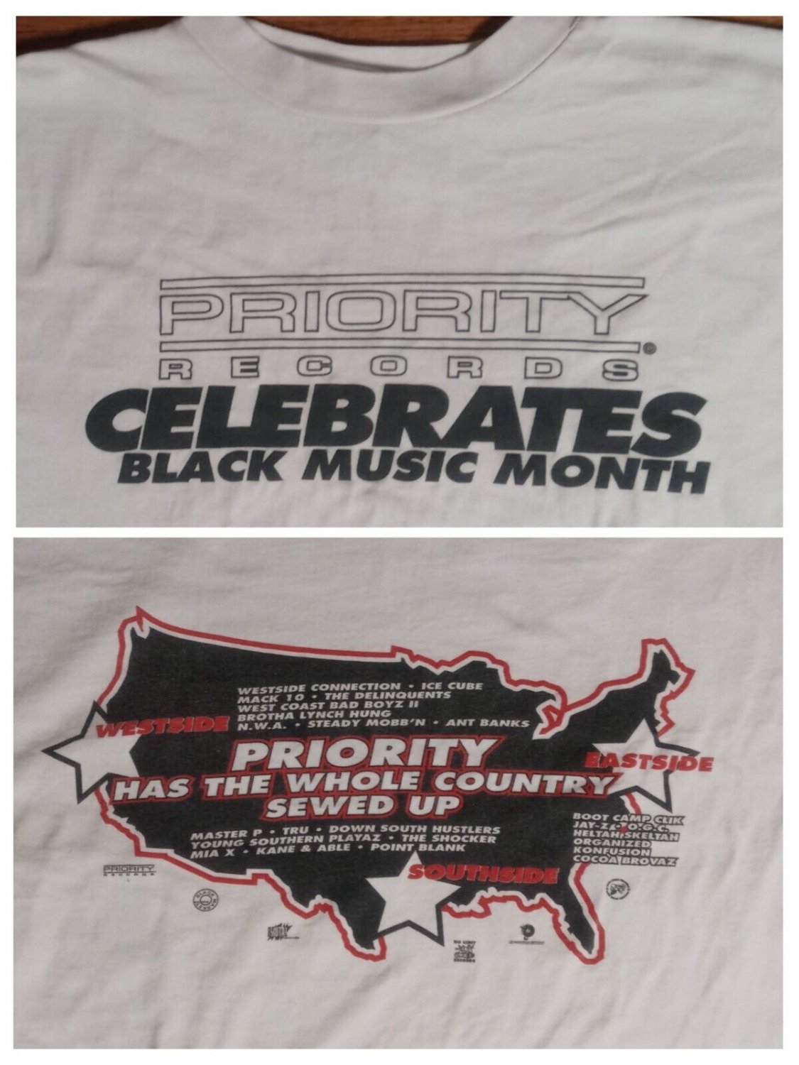 vintage single stitch rap hip hop history t-shirt Ice Cube Jay-Z NWA Priority