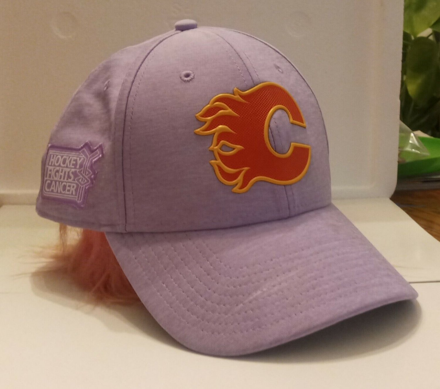 Calgary Flames Hockey Fights Cancer purple Baseball cap hat adjustable
