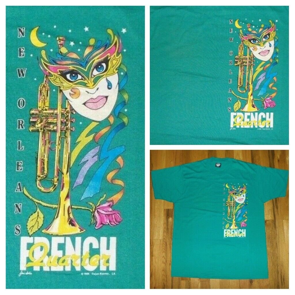 vintage single stitch New Orleans Mardi Gras French Quarters t shirt XL 50/50