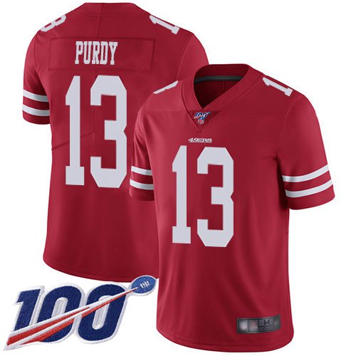 49ers #13 Brock Purdy Red Team Color Men's Stitched NFL 100th