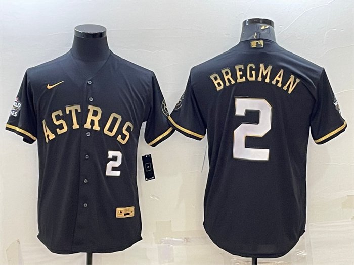 Houston Astros #2 Alex Bregman 2022 World Series Jersey Black Vingage Gold  (Copy) - Sport Fan City