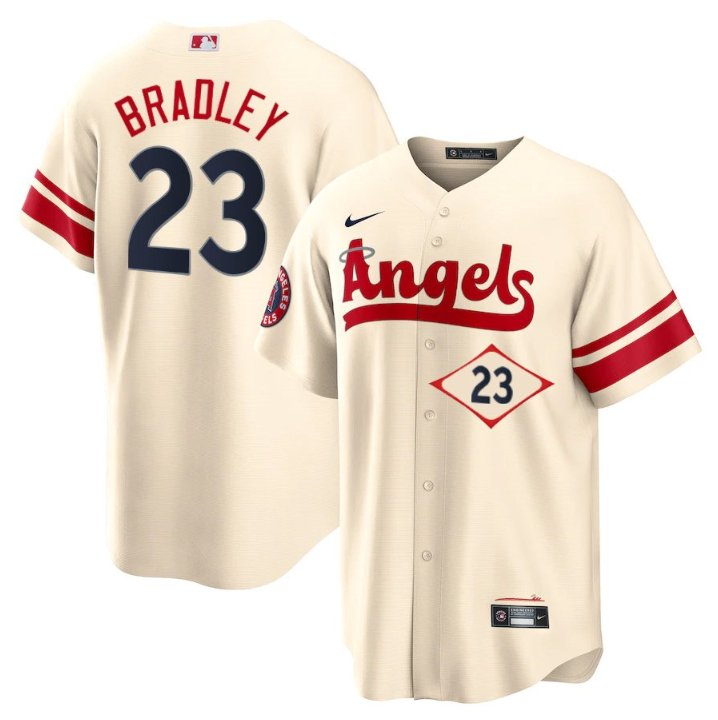 Men's Los Angeles Angels #23 Archie Bradley Number Cream 2022 City