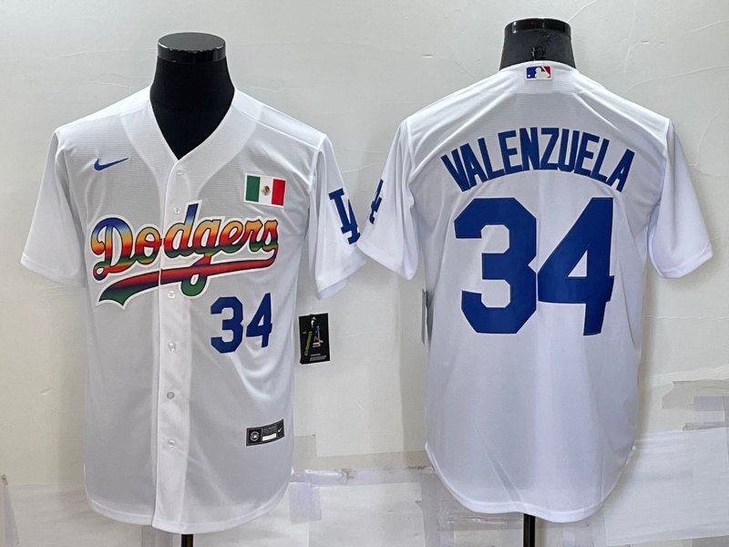 Mens Los Angeles Dodgers #34 Toro Valenzuela White Blue Split Cool Base  Stitched Baseball Jersey on sale,for Cheap,wholesale from China