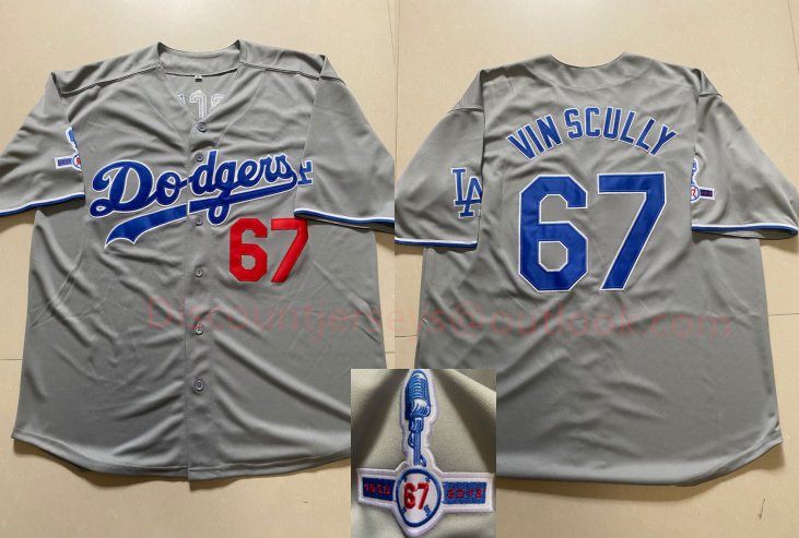 Vin Scully #67 Los Angeles Dodger Jersey (grey)