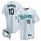 Men's Miami Marlins #10 Yuli Gurriel Throwback White Jersey - All Stitched