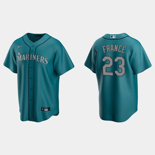 Men's Seattle Mariners 23 Ty France Aqua Cool Base Stitched Jersey