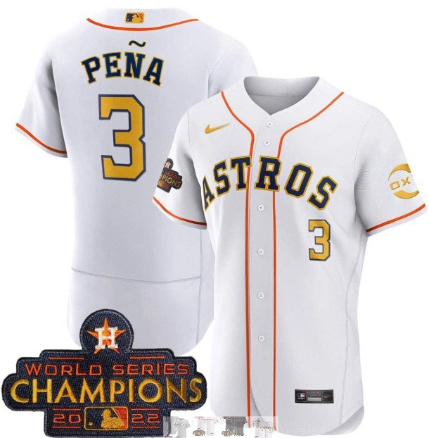 Men's Houston Astros #3 Jeremy Pena White Stitched Flex Base Baseball Jersey