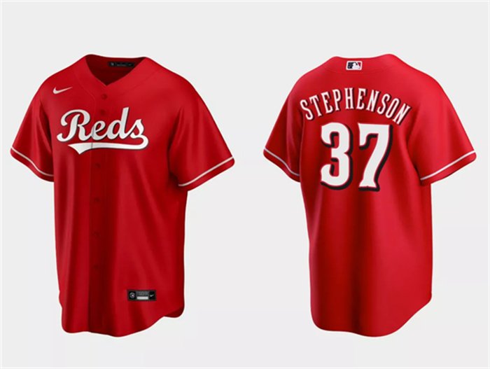 Tyler Stephenson #37 Cincinnati Reds City Connect Black CoolBase