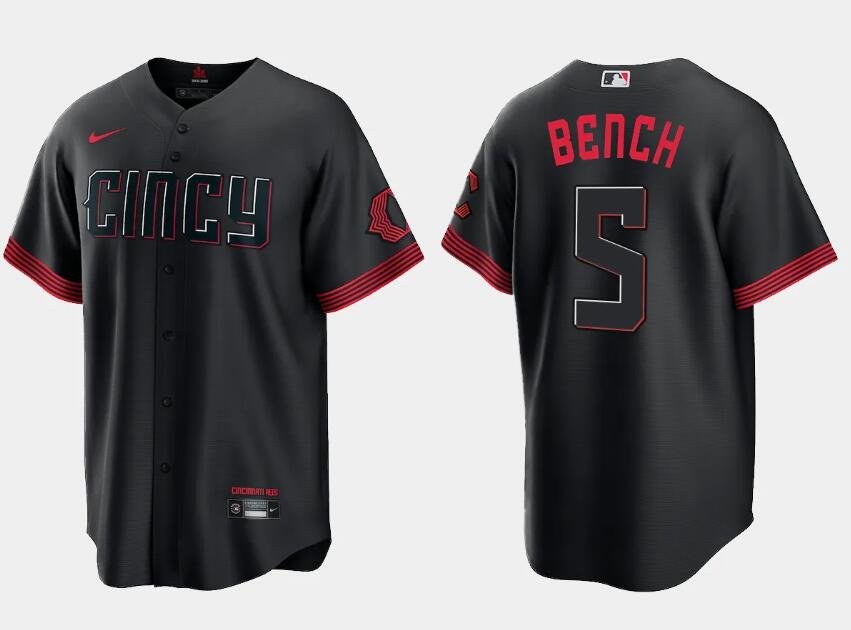 Johnny Bench Cincinnati Reds Men's Black 2023 City Connect Name