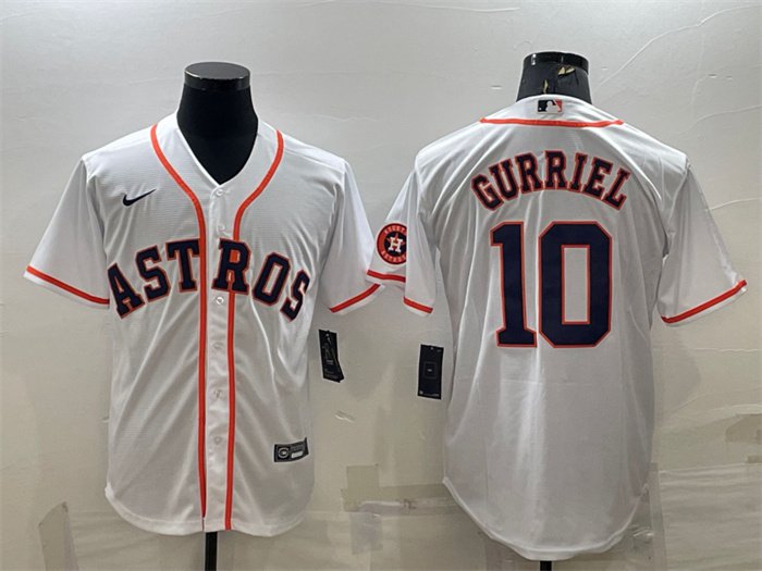 Youth Houston Astros #10 Yuli Gurriel White With Patch Cool Base Stitched  Jersey