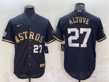 Houston Astros #27 Altuve Men's Three generations of black gold  Stitched Jersey