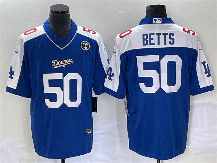 Youth Los Angeles Dodgers #50 Mookie Betts Jersey Blue