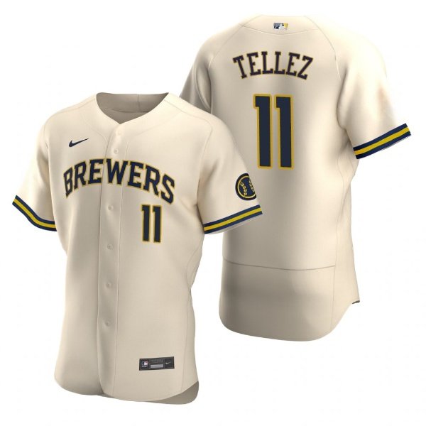 Milwaukee Brewers #11 Rowdy Tellez White Flex Base Stitched MLB