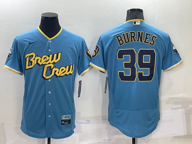 Top-selling Item] Corbin Burnes 39 Milwaukee Brewers Corbin Burnes 2022-23  City Connect Powder Blue 3D Unisex Jersey